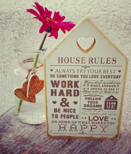 House Rules White Wooden Sign